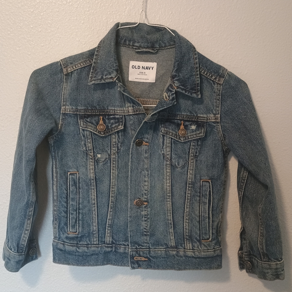 Old Navy Kids Jean Jacket - Classic Blue Button Up SZ 6/7